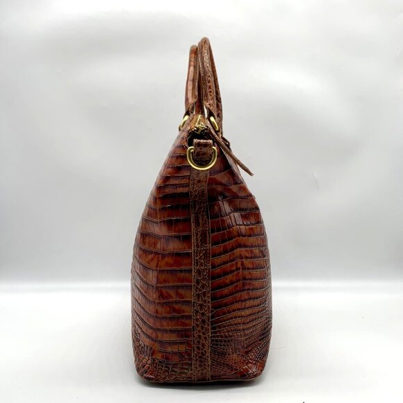 Brahmin Pecan Melbourne Croc Embossed Duxbury Domed Satchel - Picture 4 of 10